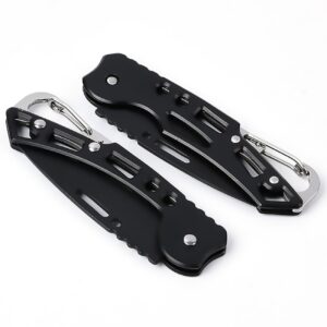 Gerderk 4 Pack Folding Pocket Knife, Pocket Knife with Chain, Only 2.5 in. Blade - EDC Knife for Camping Hiking Fishing for Men and Women (Black)