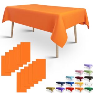 fuldgaenr orange plastic tablecloth, disposable orange table cloths plastic 54x108 inch size for 6-8 foot rectangle table indoor/outdoor parties birthdays weddings anniversary - 1 pack, orange