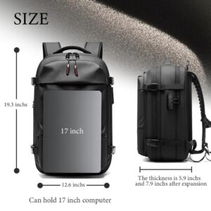 JEUXDOS Vacuum Backpack for Travel, 60L Expandable Vacuum Compression Bag with Electric Vacuum Pump, Water Resistant and Anti Theft, Space Saver Bags for Travel Camping (Black)