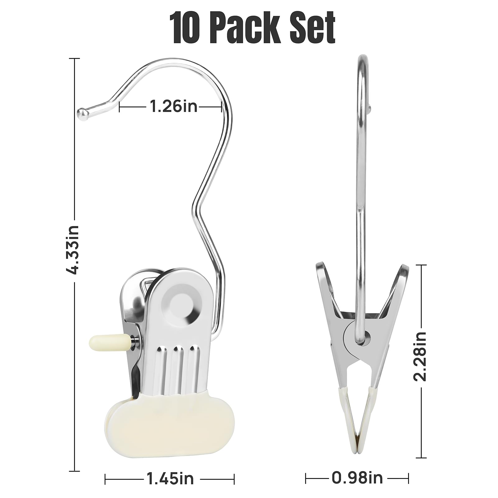 10Pcs Clips for Hanging, Premium Boot Hanger Clips, Portable Clothes Pins Laundry Clips for Pants Socks Boots Dolls, Space-Saving Hook Clips Laundry Hooks for Closet Travel Workout, Single Metal Clips