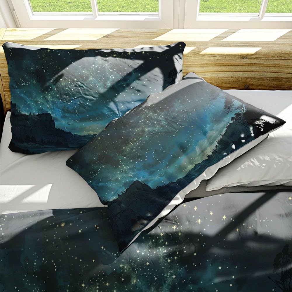 Aimery Starry Night Duvet Cover Set - Enchanting Starry Sky Design, Luxurious Microfiber Comforter for All Seasons with Captivating Celestial Patterns (King (104"x90"),04)