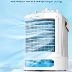 FANCOLE Portable Air Conditioners, 3-IN-1 Small Air Conditioner w/ 3-Level Humidify & 3 Speeds, 7-Color Night Lights, Top Fill Tank for 8H Cooling, Desk Mini Air Conditioner for Bedroom Room Office