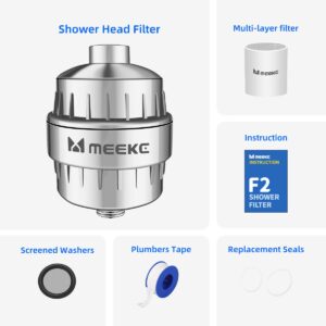 MYWER F2 Premium Shower Filter - Best Shower Head Filter for Hard Water, Removes 99.99% Chlorine & Toxic Chemicals, 100% No Leaks & High Output - Ideal Shower Water Filter & Bathroom Shower Filter