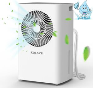 colaze 2500 sq. ft 25 pint dehumidifier for home, dehumidifiers for basement with drain hose, compressor dehumidifiers for large room with auto manual drain, 24h timer, 0.53 gal bucket, auto defrost