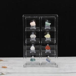 Kcgani Clear Acrylic Display Case for Figures, 8 Grids Collection Box Mineral Crystal Display Box, Acrylic Desktop Organizer for Action Figure Collectibles Holder Anime Figurine Mini Toys Storage Box