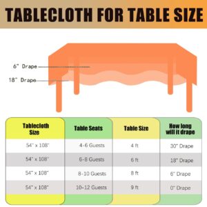 FULDGAENR Orange Plastic Tablecloth, Disposable Orange Table Cloths Plastic 54x108 Inch Size for 6-8 Foot Rectangle Table Indoor/Outdoor Parties Birthdays Weddings Anniversary - 1 Pack, Orange