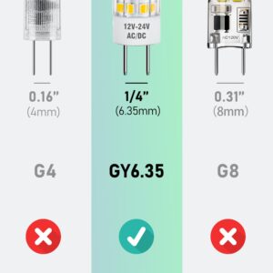 Maelsrlg GY6.35 LED Bulb, 4W(50W Equivalent), 12V-24V AC/DC, Warm White 3000K, 500 Lumens, T4 Type GY6.35 Bi-Pin Base Light Bulbs for Landscape Lighting, Pendant Light, Non-Dimmable, Pack of 5