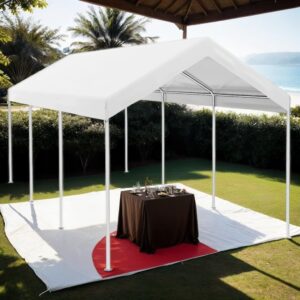 Generic 10x20 Canopy Replacement Cover, Heavy Duty Carport Canopy, UV Resistant Car Tent Cover, Water Resistant Car Port Cover with Ball Bungee Cords, White, Only Cover, W2225P164083