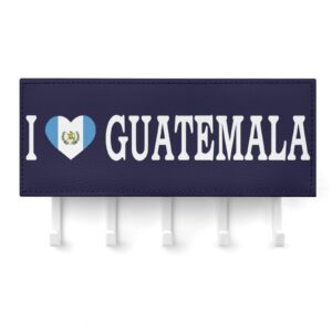 I Love Guatemala Key Holder Guatemala Flag Wall Mount Key Hooks Holder Self Adhesive Key Hanger Organizer Classic Letter Holder Home Decor for Entryway Front Door Hallway