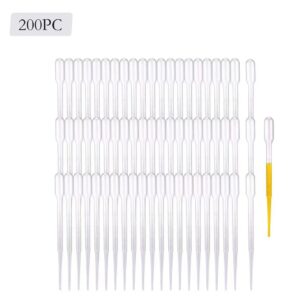 Disposable graduated plastic pipettes for scientific experiments, essential oils, cosmetic tools, DIY art (200pc)