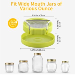 Sprouting Lid, Plastic Mesh Screen Cover Cap with Draining Stand and Tray, Germination Kit Sprouter Maker for Wide Mouth Jars, Grow Bean Sprouts, Broccoli Seeds, Alfalfa, Salad Greens