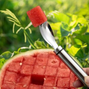 2-in-1 Stainless Steel Fruit Cutter, 2024 New Watermelon Fork Slicer Cutter Slicer Tool, Dual Head Fruit Forks Slicer Watermelon Cutter Tool, Summer Fruit Cutting Fork for Home Kitchen Gadget(2pcs)