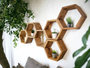 muosi hexagon shelves, plant shelves, wide hexagons shelves, honeycomb shelves, wall decor （ provincial i*set of 6 hexagons ）