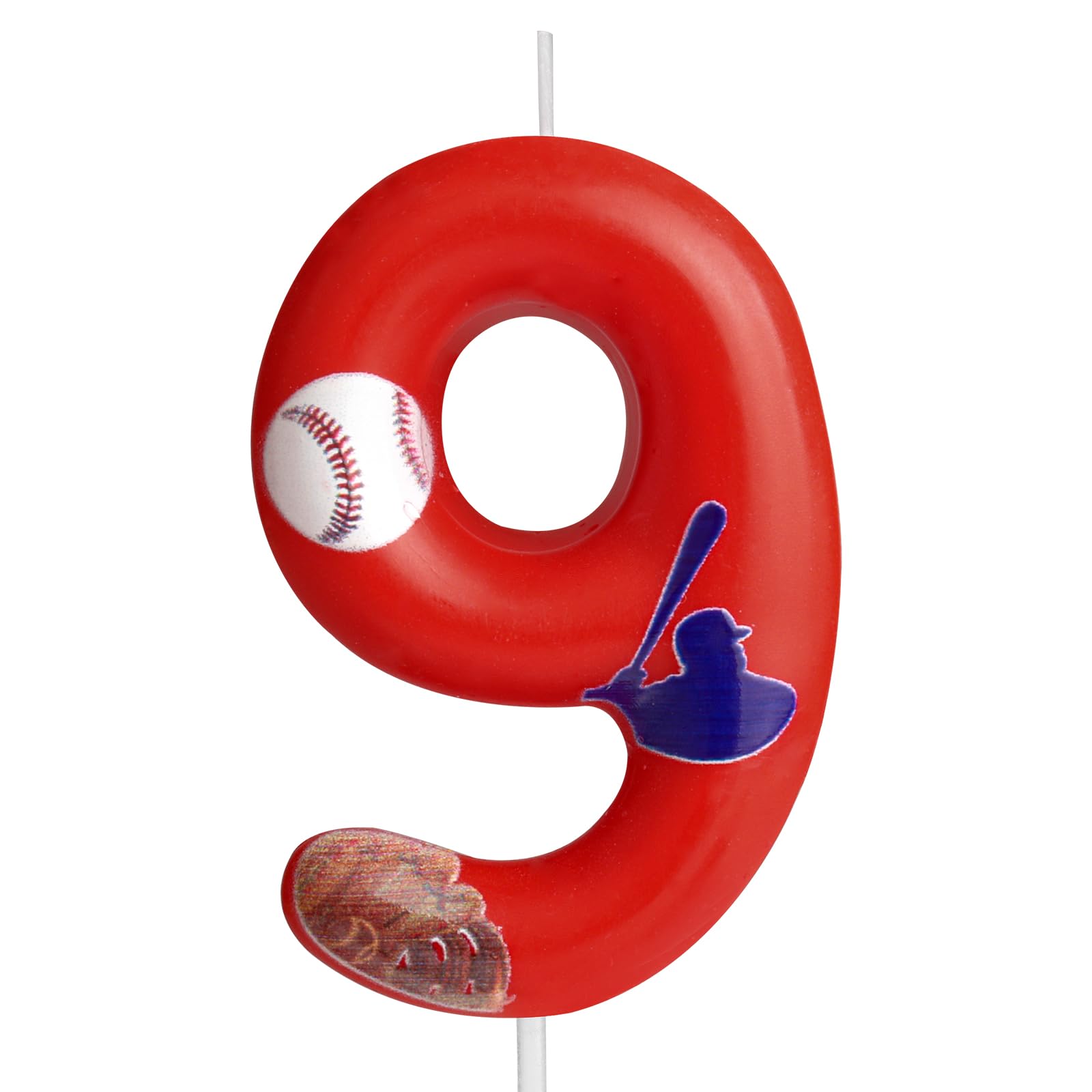 Hongplus Baseball Birthday 9th Candles Number 9 Candle Cake Topper Cupcake Toppers Red Baseball Party Decorations Happy 9th Birthday Cake Decorations for Boys Girls Kids Baseball Party Supplies