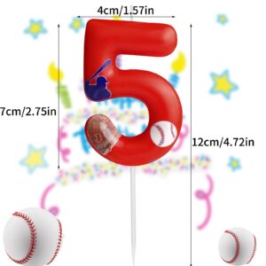 Hongplus Baseball Birthday 9th Candles Number 9 Candle Cake Topper Cupcake Toppers Red Baseball Party Decorations Happy 9th Birthday Cake Decorations for Boys Girls Kids Baseball Party Supplies