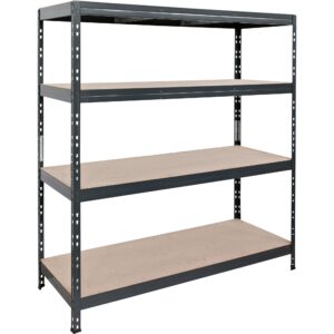 AR Shelving Heavy-Duty Garage Shelving, 4-Shelf Unit, 1000-Lb. Capacity Per Shelf, 60in.W x 24in.D x 70in.H, Model# TR18S410KGIFD9G00