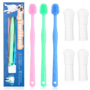 lloussak 7pcs dog toothbrush cat toothbrush small dog puppy tooth brushing kit finger toothbrush 360 ° dog toothbrush for puppy, small dog and cat