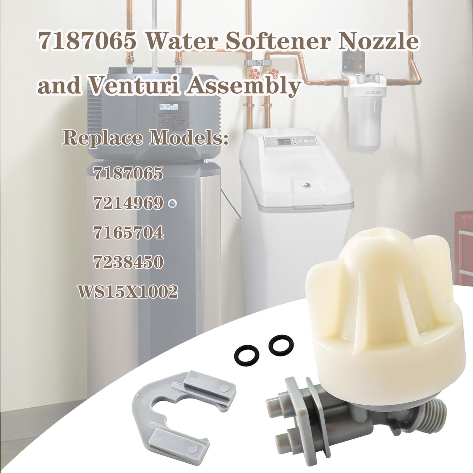 Dicsley 7187065 Water Softener Nozzle and Venturi Assembly Replaces 7187065, 7214969, 7165704, 7238450 and WS15X10027