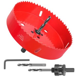 6 inch hole saw - 152mm hss bi-metal hole cutter for different project with smooth and flat drilling edge, fast chip removal, handy hole saw kit set for cornhole boards,bean bags games,recessed lights