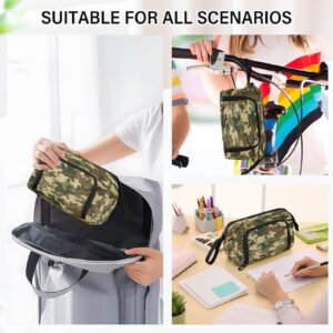 DEHOZO Portable Pencil Case Pen Bag with Zipper, Military Camo Camouflage Large Pencil Pouch Pen Case Stationery Bag for Office School Student, Multifunctional Pen Box for Girl Boy Men Women