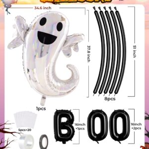 Pink Halloween Balloon Garland Arch Kit,122Pcs Halloween Black pink White Balloons Large Boo Ghost Foil Balloons Spider Balloons for Girl Birthday Baby Shower Party Decorations