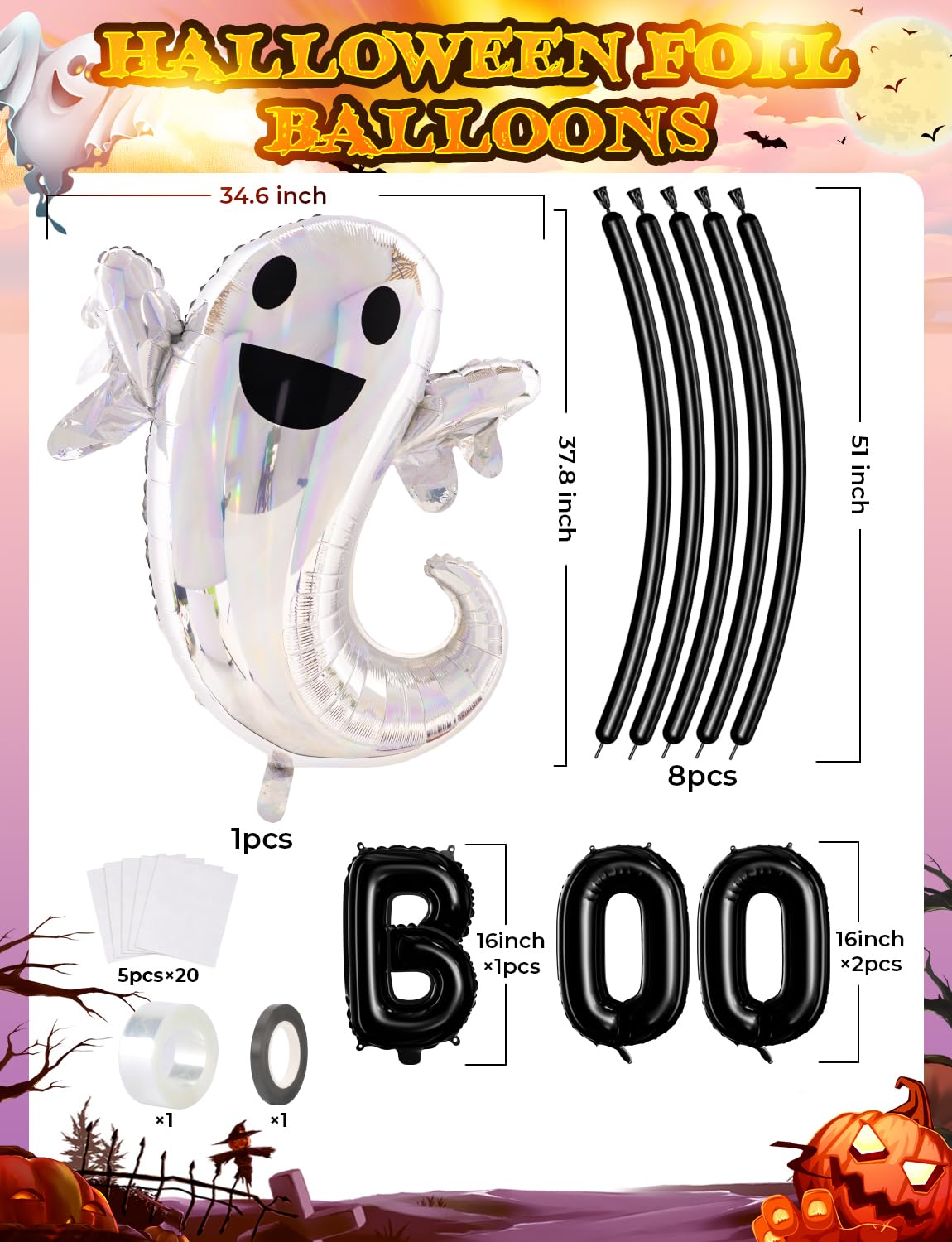 Pink Halloween Balloon Garland Arch Kit,122Pcs Halloween Black pink White Balloons Large Boo Ghost Foil Balloons Spider Balloons for Girl Birthday Baby Shower Party Decorations