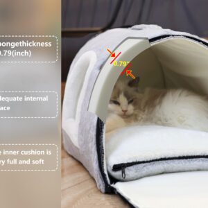 OMLIVLIES cat Bed cave-cat beds for Indoor Cats,Soft and Comfortable Cute cat Bed，cat House,with Removable Washable Cushioned Pillow,Enclosed cat Bed,Kitty cat hut、Hideaway,Small Dog Tent Grey