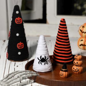 Huray Rayho 3 PCS Halloween Table Decorations Halloween Table Centerpiece Mini Trees Halloween Pumpkin Decor for Indoor Room Kitchen Home Tiered Tray Decor