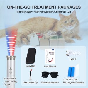 Azilaser Vet Near Red Light Therapy Device for Dogs Pain Relief, 4400mAh Cat Cold Sore Blue Light Treatment Machine Pet Lip Nasal Ear Mouth Oral Canker Sore Leg Knee Back Joint Muscle Relax at Home