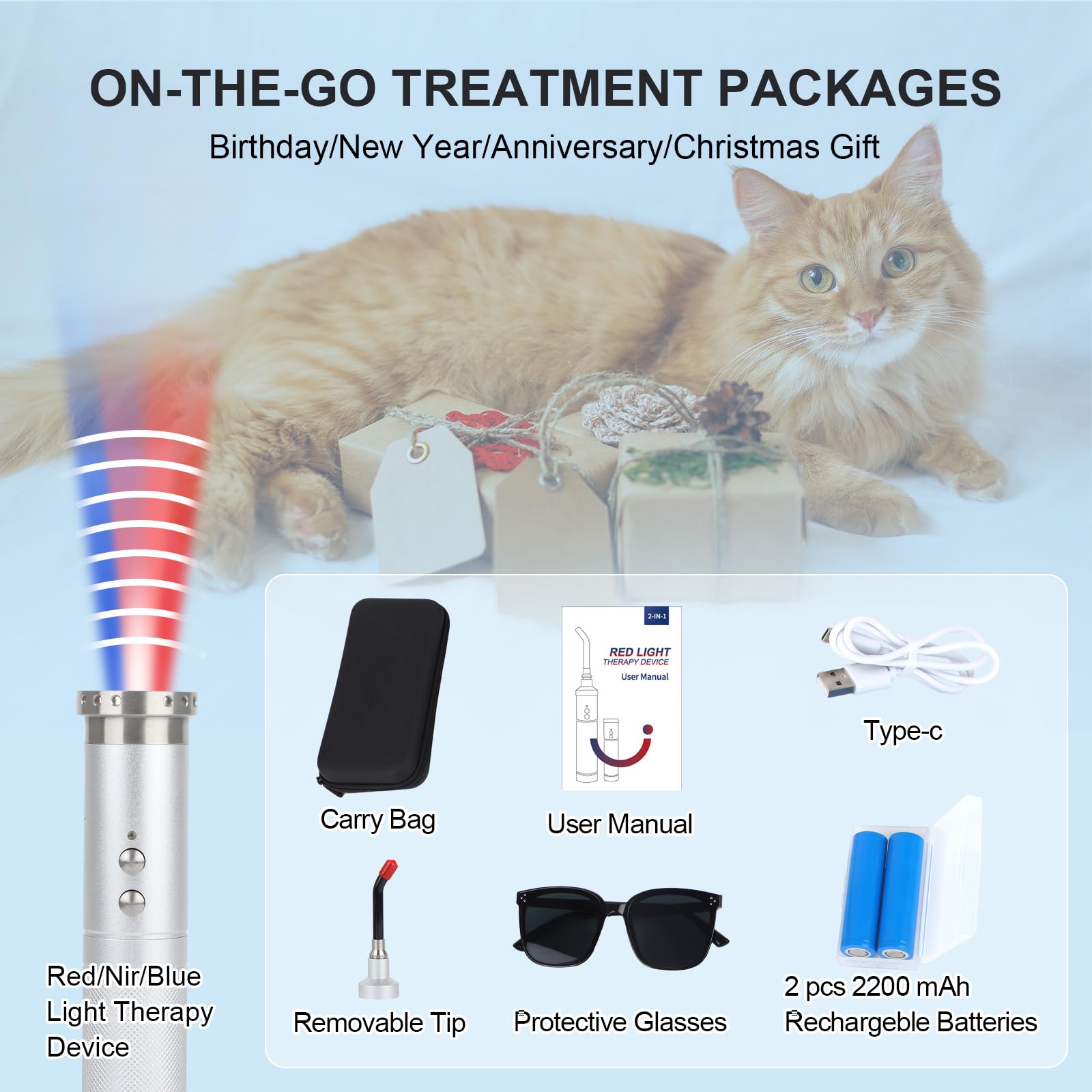 Azilaser Vet Near Red Light Therapy Device for Dogs Pain Relief, 4400mAh Cat Cold Sore Blue Light Treatment Machine Pet Lip Nasal Ear Mouth Oral Canker Sore Leg Knee Back Joint Muscle Relax at Home