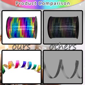 500 Yards Rainbow Laser Curling Ribbon,1/5" Holographic Curly Ribbons,Curling Shiny Ribbon for Gifts Package Wrapping, Party Festival Art Craft Decor,Florists, Weddings,Bows,Crafts wrap