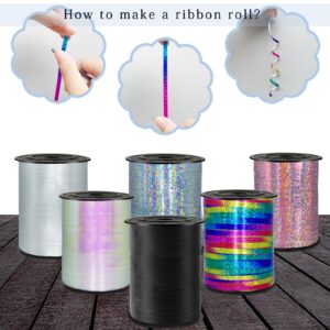 500 Yards Rainbow Laser Curling Ribbon,1/5" Holographic Curly Ribbons,Curling Shiny Ribbon for Gifts Package Wrapping, Party Festival Art Craft Decor,Florists, Weddings,Bows,Crafts wrap