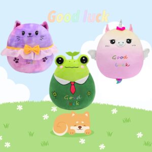 Jrystar 14’’ Good Luck Frog Plush Pillow Soft Frog Plush Hugging Pillow Toy Cute Frog Stuffed Animal Doll Plushie Christmas Birthday Festival Gifts for Kids