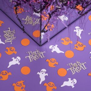 PAPER FAIR 1LB Halloween Crinkle Cut Paper Shred, Black Purple Iridescent Glitter Strand Raffia Filler w/Orange Ghosts Trick or Treat Confetti, Candy Gift Wrapping Basket Box Craft Bedding Cushion