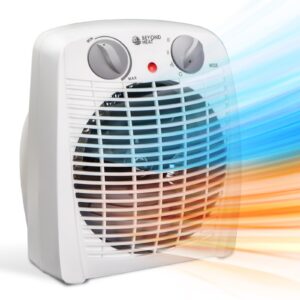 beyond heat portable space heater, 1500w small fan heater with adjustable thermostat overheat protection, ideal for desktop, bedroom, office