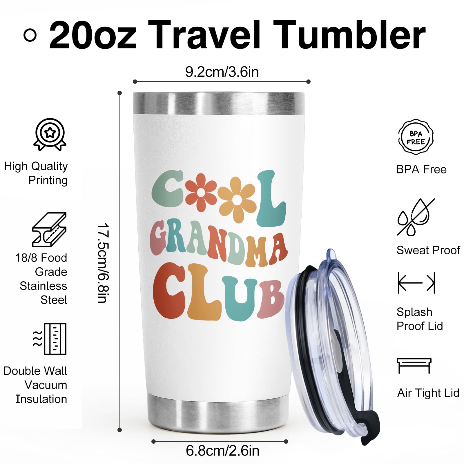 Aurahouse Grandma Gifts-Cool Grandma Club Tumbler 20 Oz, Christmas Gifts for Grandma, Grandma Birthday Gifts, New Grandma Gifts, First Time Grandma, Grandma-to-be, Nana, Gigi Coffee Cup