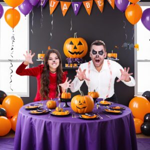 4 Pcs Halloween Round Disposable Tablecloths Waterproof Table Cloths Plastic White Black Purple Orange Round Table Cover for Table Decorations Halloween Party Dining Buffet Outdoor Camping Picnic