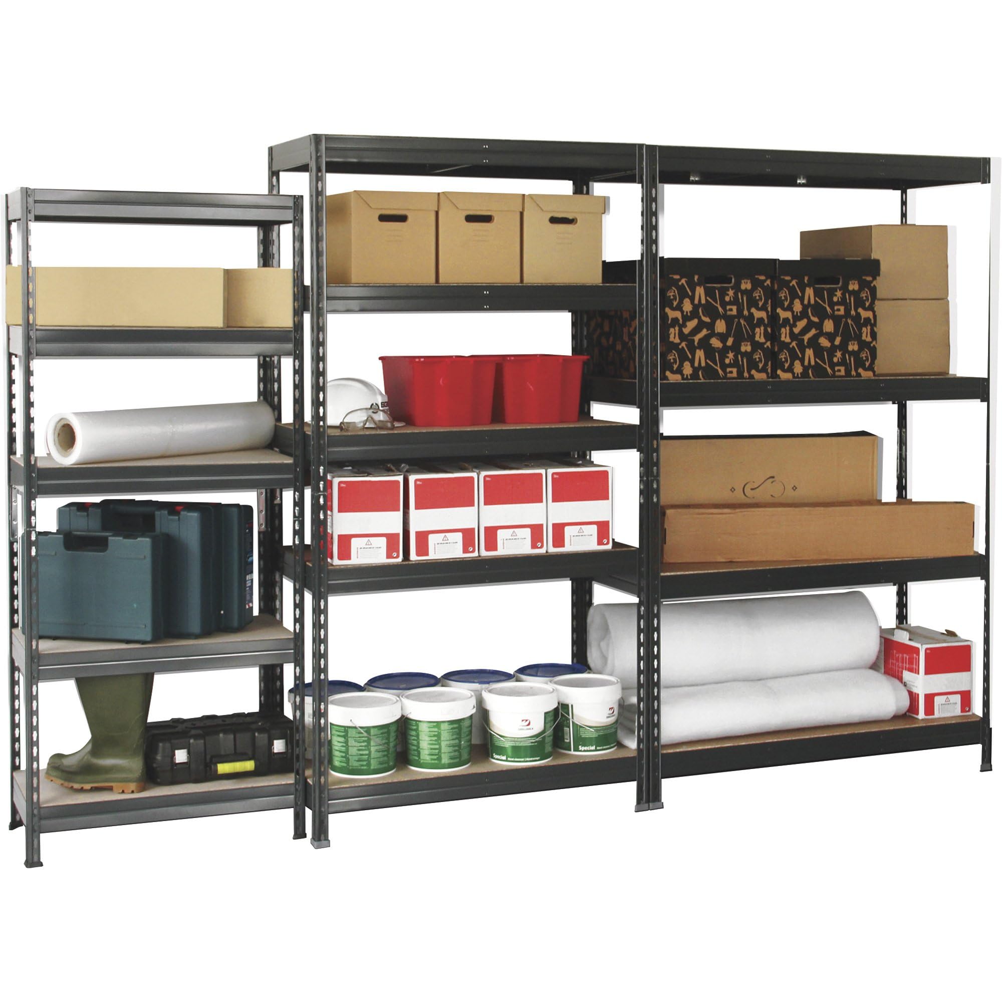 AR Shelving Heavy-Duty Garage Shelving, 5-Shelf Unit, 800-Lb. Capacity Per Shelf, 48in.W x 20in.D x 70in.H, Model# TR18S504KGGED9TG00