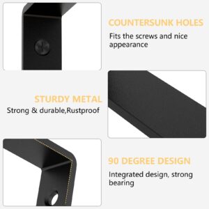 LSK 6PCS L Bracket, Heavy Duty Metal Corner Bracket, 5"×2"(125×50mm) Shelf Support Bracket Max Load : 42lb, Joint Angle Bracket for Wooden Board, Black