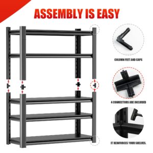 OLLRRACT Storage Shelves Garage Shelving Heavy Duty - 72''H Garage Shelves Adjustable 5 Tier Metal Shelving Unit Storage Rack Shelving Industrial Utility Shelf 16" D x36 W x72 H