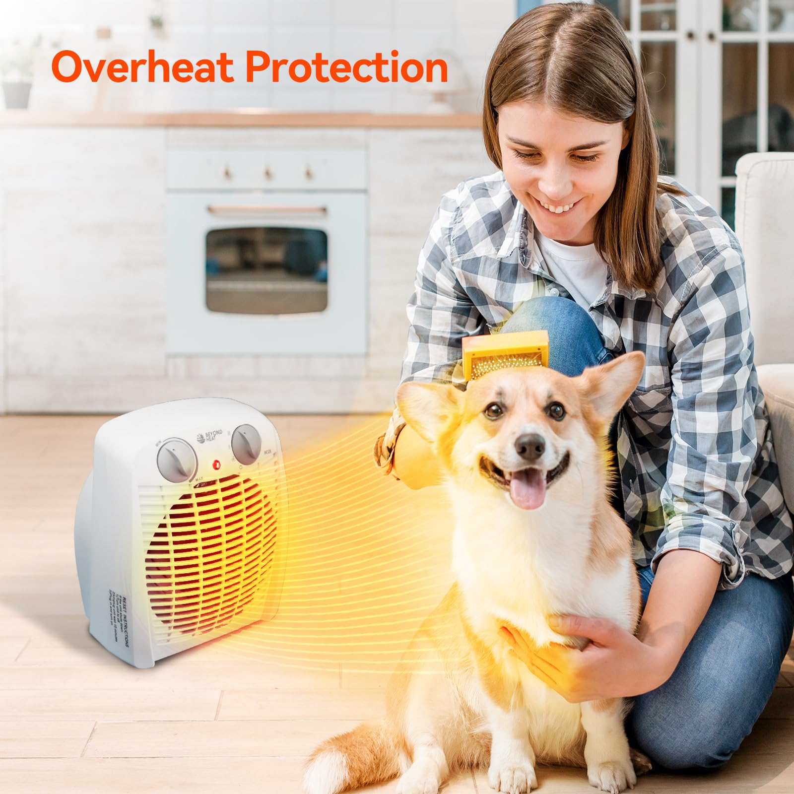 BEYOND HEAT Portable Space Heater, 1500W Small Fan Heater with Adjustable Thermostat Overheat Protection, Ideal for Desktop, Bedroom, Office