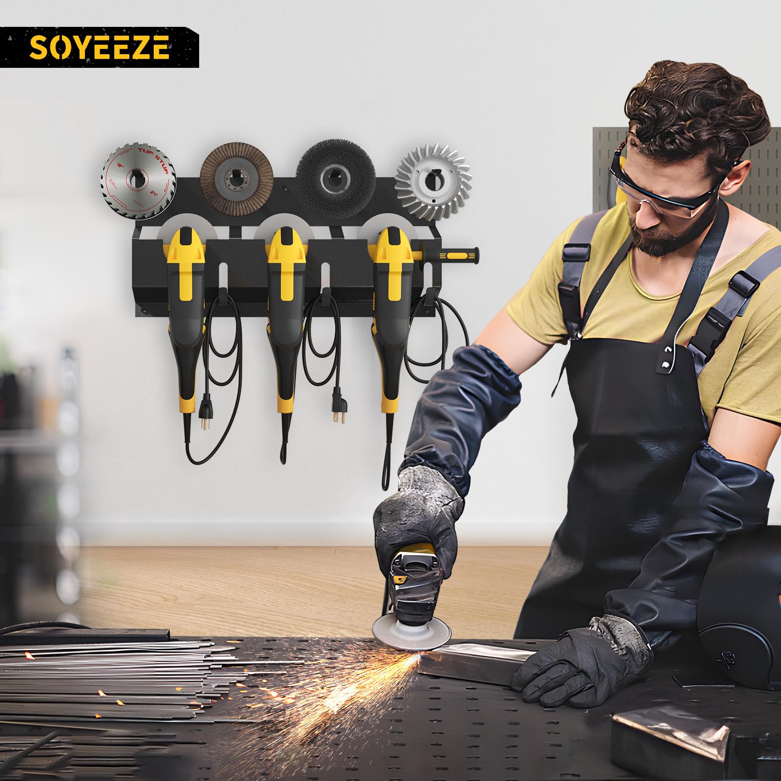 SOYEEZE Angle Grinder Holder, Angle Grinder Tool Stand for Milwaukee/Dewalt 1 Pack, Tool Storage Rack, Wall mount Bracket for Cutters Polishers, Garage and Workspace