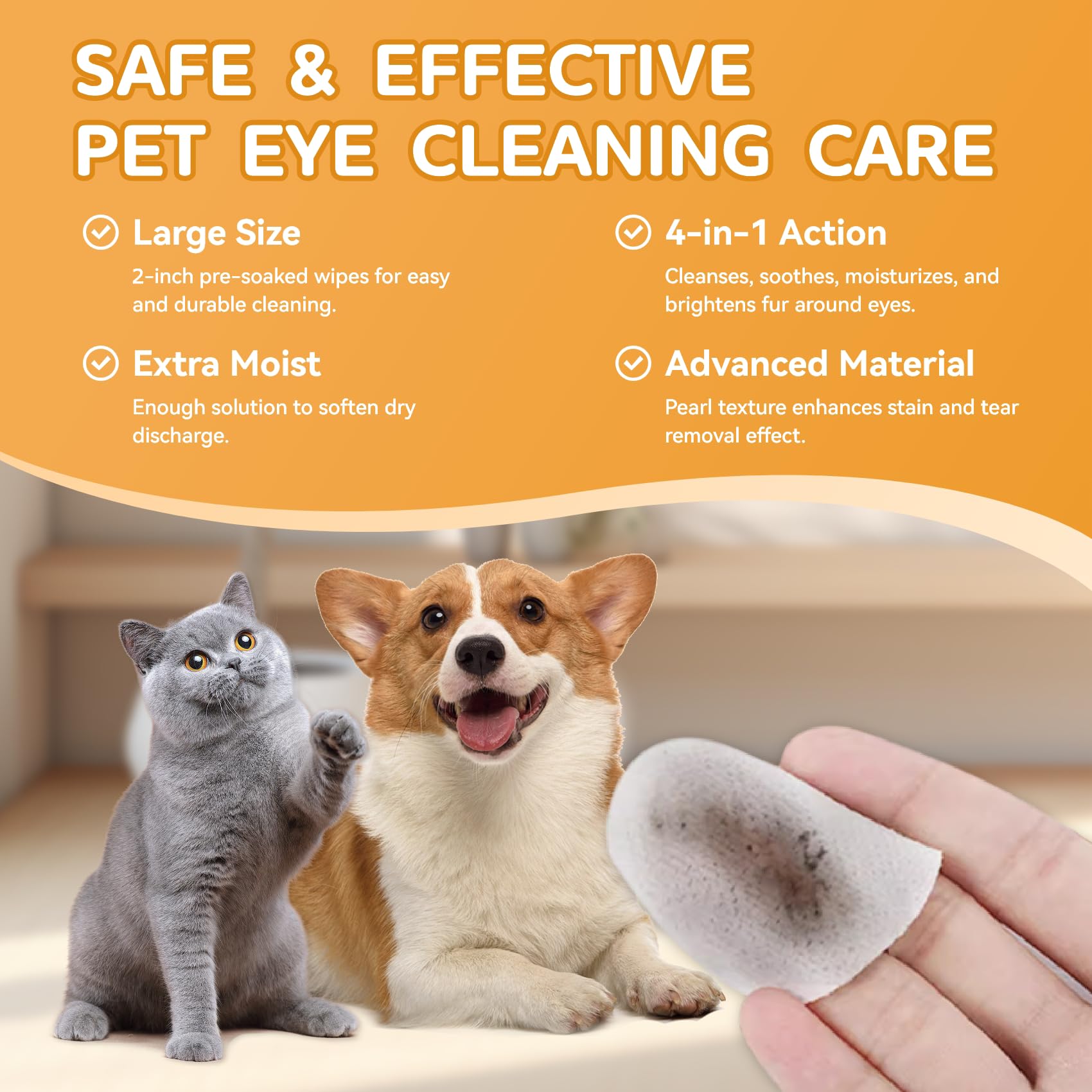 Eyes Wipes for Dogs - Gently Remove Tear Stain - Dog Eye Cleaner,Eye Debris, Discharge, Mucus Secretions - Dog Eye Wipes Tear Stain Remover - Dog & cat Eye Wipes - 220pcs