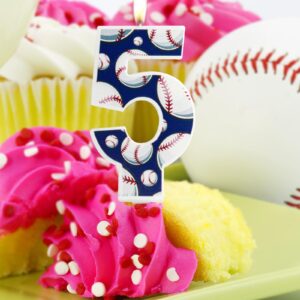 Baseball Birthday Number 8 Candles,Blue White Baseball Birthday Candles for Cake,Baseball Themed Candle Cake Topper for Baseball Lover Player Decorations Anniversary Celebrations Supplies (Number 8)