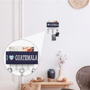 I Love Guatemala Key Holder Guatemala Flag Wall Mount Key Hooks Holder Self Adhesive Key Hanger Organizer Classic Letter Holder Home Decor for Entryway Front Door Hallway