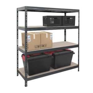 AR Shelving Heavy-Duty Garage Shelving, 4-Shelf Unit, 1000-Lb. Capacity Per Shelf, 60in.W x 24in.D x 70in.H, Model# TR18S410KGIFD9G00