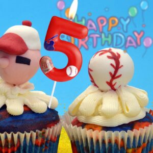 Hongplus Baseball Birthday 9th Candles Number 9 Candle Cake Topper Cupcake Toppers Red Baseball Party Decorations Happy 9th Birthday Cake Decorations for Boys Girls Kids Baseball Party Supplies