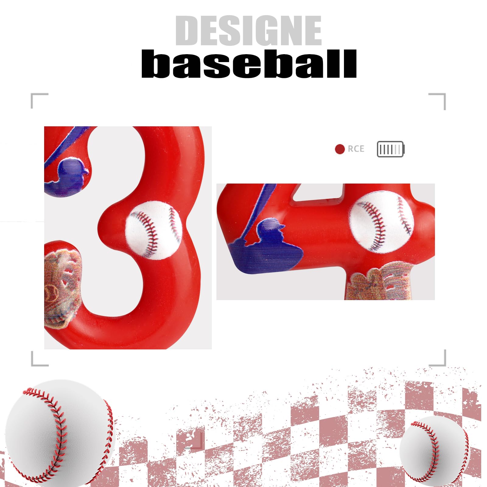 Hongplus Baseball Birthday 9th Candles Number 9 Candle Cake Topper Cupcake Toppers Red Baseball Party Decorations Happy 9th Birthday Cake Decorations for Boys Girls Kids Baseball Party Supplies