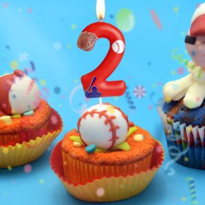 Hongplus Baseball Birthday 9th Candles Number 9 Candle Cake Topper Cupcake Toppers Red Baseball Party Decorations Happy 9th Birthday Cake Decorations for Boys Girls Kids Baseball Party Supplies