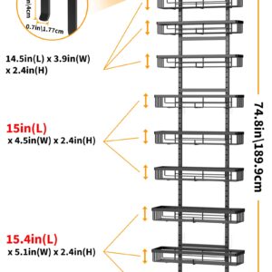 Moforoco 9-Tier Over The Door Pantry Organizer, Pantry Organization and Storage, Black Hanging Basket Wall Spice Rack Seasoning Shelves, Home & Kitchen